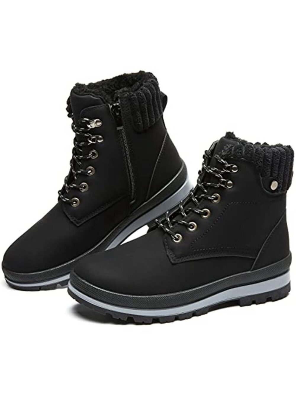 Womens Waterproof Ankle Boots Fur Lined Winter Snow Boots Non Slip Combat